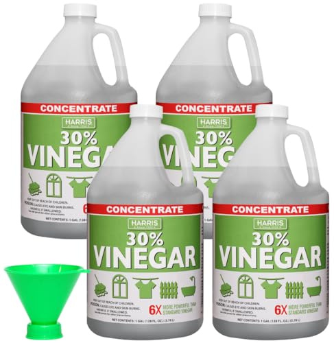 Harris 30% Extra Strength Concentrated Vinegar for Home Cleaning and Outdoor Use, 4 Gallons, With Funnel