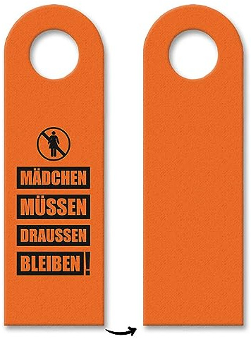 Kinderzimmer Türhänger in Orange mit Spruch: Mädchen müssen draussen bleiben