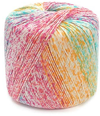 EXCEART Yarn 1 Roll Gradient Cotton Yarn Skeins Color Segment Dyed Cotton Yarn DIY Hand Crocheted Knitting for Sweater Scarf Shawl (Colorful) Rainbow Yarn