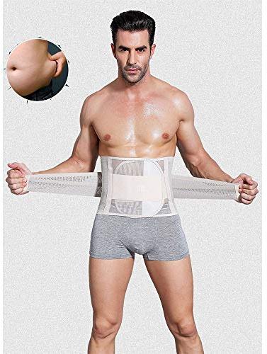 LJJ Fitnessgürtel, Herren Verstellbarer Schwitzgürtel, Fettverbrennung – Bauchweggürtel – Bauchgürtel zum Abnehmen,White-105cm