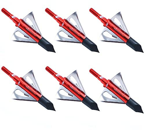 CENPEK 6pcs Archery Hunting Crossbow Bolts Target Practice Arrows Archery Hunting Broadheads 100 Grain 3 Big Blade 3 Small Blade Broad Screw Tips Arrow Heads
