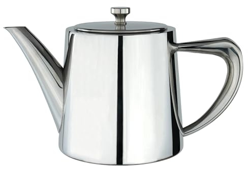 Café Olé Derwent tekanna, 995 ml, 5 koppar, rostfritt stål, modern tekannedesign med spegelblank yta, perfekt pip
