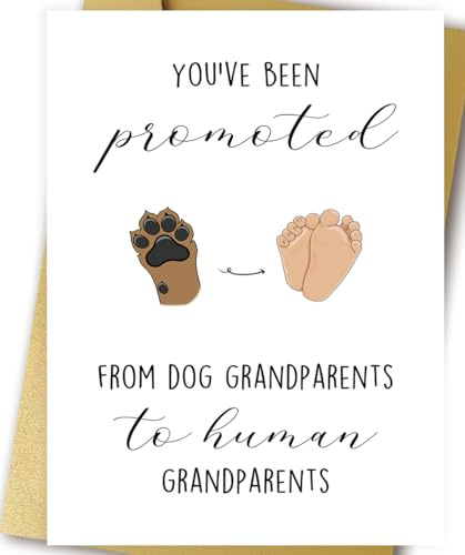 OJsensai Funny Pregnancy Announcement for Grandparent, Cute Pregnancy Revel Card for Grandparent, Promoted from Dog Grandparents To Human Grandparents
