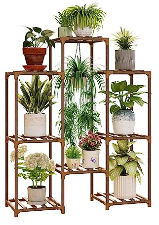 Bamworld Blumenständer Pflanzenständer Pflanzenregal Holz 3 Etagen Terrasse Balkon Garten Gartenarbeit Mutter Geschenke