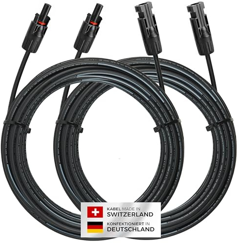 Solarkabel Verlängerung 2x5m 4mm² H1Z2Z2-K PV Kabel (inkl. 0% MwSt) | 1/2/3/4/5/6/8/10/12/15m für Balkonkraftwerke, Photovoltaikanlagen und Solarsysteme geeignet