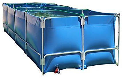 zklaseot Piscine Fuori Terra, Quadrato Stagno di Pesci di Tela Piscina con Staffa Metallica Grande Piega Acquario Piscina for Bambini Serbatoio for Pesci for Breeding Koi, Facile da Installare