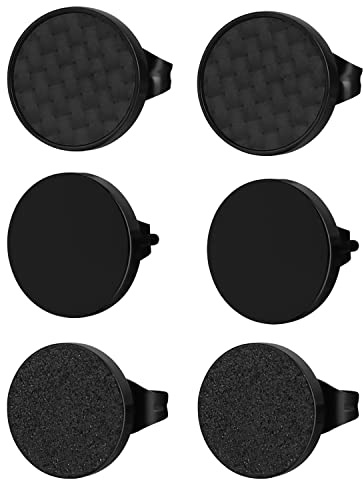 JewelryWe Schmuck Herren-Ohrringe, 3-14mm Kreis Ohrstecker Fake Plug Tunnel Ohrringe, Edelstahl, Schwarz