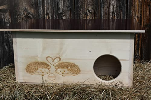 Premium Igelhaus 62cm x 40cm x 29cm Igelhotel 20mm Vollholz Winterfest Kein Bausatz: Labyrintheingang easytouch-Rattenklappe mit und ohne Boden, eigene Herstellung (ohne Boden Unbehandelt)
