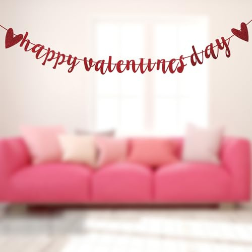 Valentine Banner | Happy Valentine's Day Brief Banner Girlande Dekoration - 18 Stück Buchstaben hängende Schnur Girlande