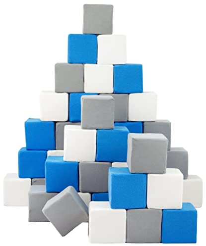 Velinda Pyramide-Set 45 Schaumstoffbausteine XXL-Softplay-Bausteine Krippensoftbaustein (Farbe: weiß, blau,grau)