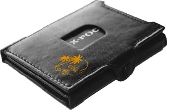 Menzo X-POC Kreditkartenhülle aus echten Leder mit Aloha Aufdruck in unterschiedlichen Farben, Kartenetui für Damen und Herren (orange)