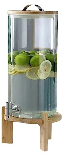 WRJAHCG Dispenser per Bevande in Vetro,Funny Party Dispenser Bevande con Rubinetto,Caraffa in Vetro per Bevande Calde E Fredde con Supporto,per Picnic All'aperto,Barbecue E Altro,Faucet +Base,11L