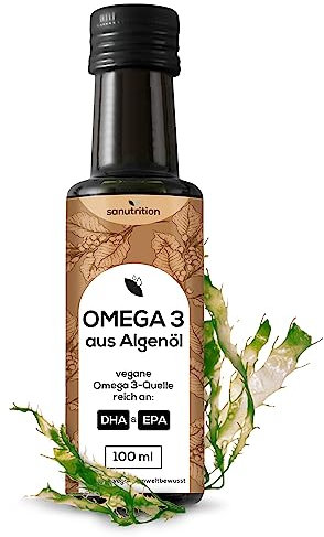 Algenöl reich an Omega-3-Öl 100 ml | mit 40% DHA & 20% EPA | Reinstoffprodukt ohne Zusätze | vegane Alternative zu Fischöl | Laborgeprüft