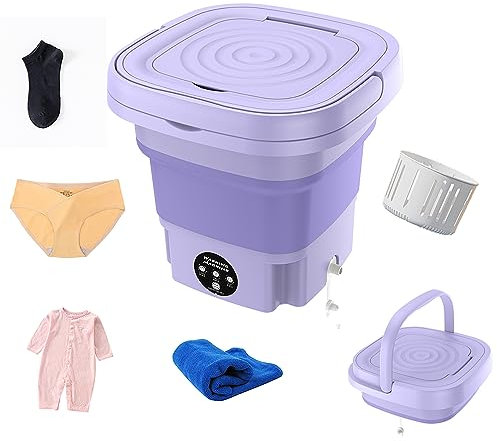 AFGSsm 12L Lavatrice portatile, Mini lavatrice per campeggio, Viaggi, Dormitori per biancheria intima, Vestiti per bambini -Viola
