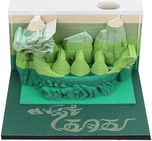 3D-Kalender 2024, Tischkalender 2024, Zeitmesser-Kalender 2024, 10 x 10 x 5,5 cm, 3D-Notizblock, Würfel, 236 Blatt, Mini-Drachenboot-Notizblock, Raumdekoration, Zubehör, Schreibwaren, Geschenk, for Bü