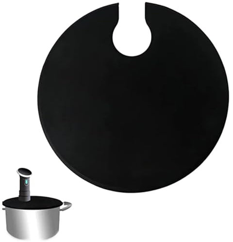 Wenxiaw Tapa de Cocina Sous Vide de Silicona Negra para Ollas de Cocción Sous Vide, Evita la Evaporación del Agua y Retiene el Sabor