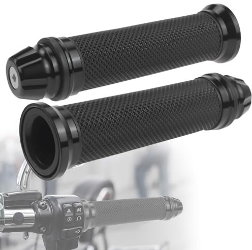 Manopole Moto 2 Pezzi per Manubrio 22mm/24mm in Gomma - Per Scooter, Quad, Cruiser, Off Road (Nero)