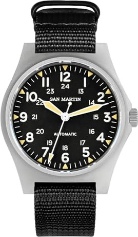 San Martin 38mm NH35 Retro Militare Pilota Orologio Automatico Meccanico Impermeabile Uomo Orologi Da Polso, V 1