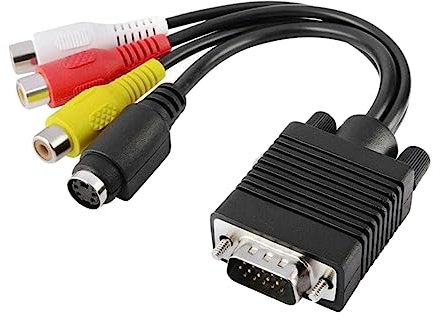 BESTonZON Cable Adaptador Convertidor Vga Svga S-Video TV AV-out para Computadora Portátil Televisor Color