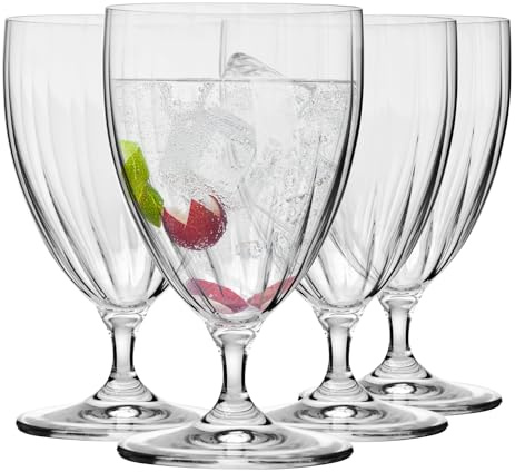 Krosno Verres à eau à pied court Prima LUMI, Ensemble de 4, 440 ml – Parfait pour la maison, les restaurants et les fêtes, Verre sans plomb, Lavable au lave-vaisselle