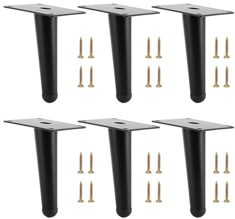 FAAING 6er Set 12cm Schräge Möbelfüße Schwarz, Kegel Möbelbeine Möbelfüsse mit Schrauben, Metall Schrankfüße Tischbeine Schräge Füße für Möbel Sofa Tisch Couch Stuhl DIY Schrank