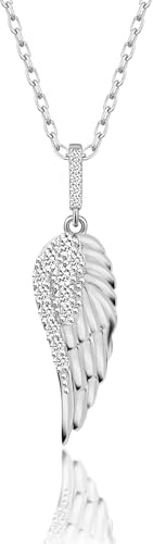 Love Me Santika Kette Für Damen mit Anhänger Feder Halskette mit Engel und Talisman Schutzengel Kette für Damen Flügelkette Schmuck Geschenk für Frauen,(C-054-1)