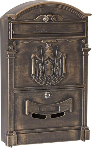 AERREGI Cassetta Postale Individuale di Stile Classico in Alluminio, Dimensione 41x25,5 cm (DIN A4 e Riviste) (Bronzo)