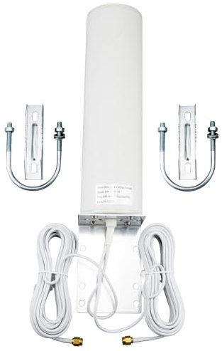 BOOBRIE 698-2700MHz 4G Esterna 10DBi Dual SMA Connettore Maschio RG174 Cavo 5M WiFi Antenna ad Alto Guadagno 3G 4G LTE Omnidirezionale per Router Hotspot