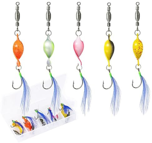 Twist Spoons Forelle UV 3g,Spinner Forelle Set, Twister Angelzubehör Forelle, CuiCanfla Forellenköder mit Rolling Swivels, Blinker Forellen Köder, Forellen Spoon Set, Angel Köder, 5 Stück in Box