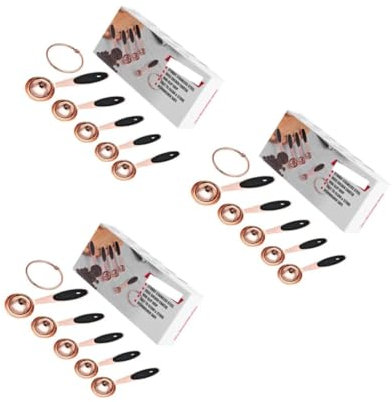 3 Juegos Cuchara medidora de oro rosa acero inoxidable utensilios cocina baterias de cocina kit cocina sarten parrilla cuchara de coctel herramienta para hornear Rose Gold MAGICLULU