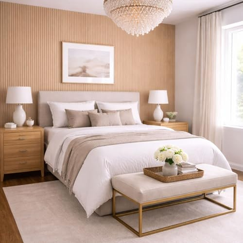 Jobu Acoustic Wall Panels in Natural Oak with White Backing, 240cm x 60cm
