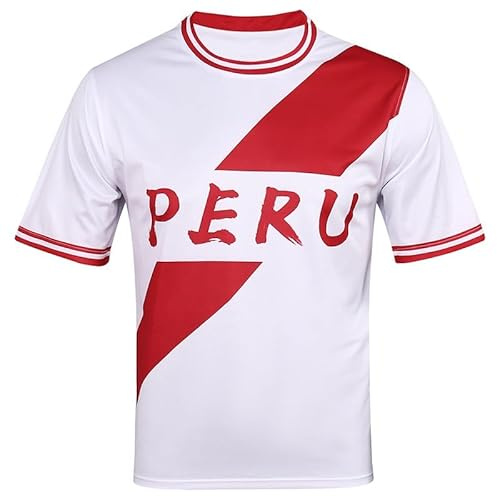 BINQER Maglia da calcio da uomo T-shirt da calcio Coppa Europa/America Felpa Fans Footy Mezze maniche(Peru,M)