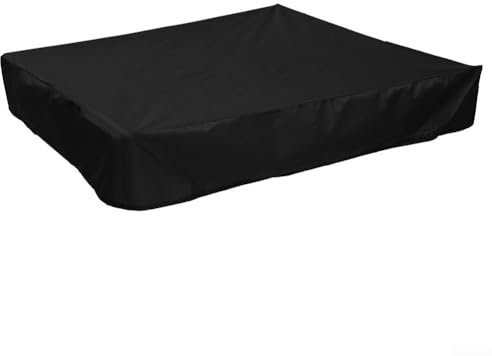 Zoegneer Sandkastenabdeckung, Sandkastenabdeckung, quadratische Schutzabdeckungen, Sandkastenabdeckungen für Sand und Spielzeug, Sandkasten-Poolabdeckung mit Kordelzug, Oxford-Tuch, Schwarz, 180 x 180