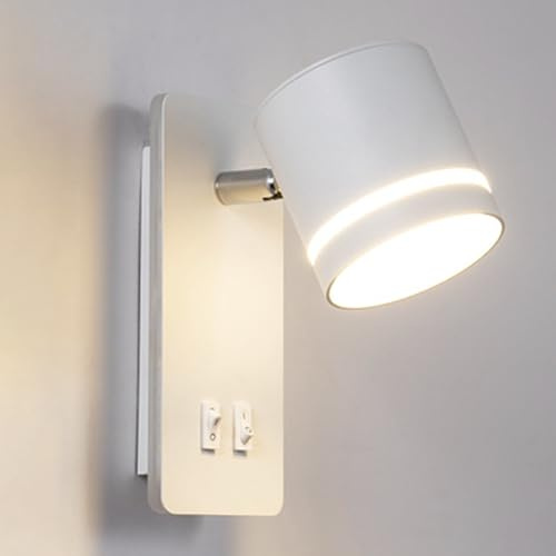 Luces de cabecera para reservar en la cama por la noche | Iluminación de 2 vías, lámpara de lectura montada en la pared y luz de fondo con 2 interruptor, modo de 3 colores (3000K / 4000K / 6000K)
