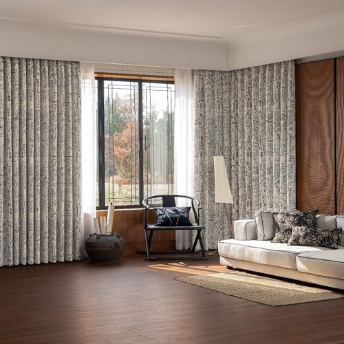 Mesnt Fenster Sonnenschutz Innen, Weiß Schwarz 300x270cm Geometrisches Muster Thermovorhang Kälteschutz, Ösen