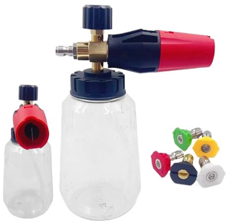 Schiuma per Auto - Doppia Testina per Lavaggio Auto,Accessorio Lavaggio con 5 Ugelli per Esterno, Tetto e Pavimentazione