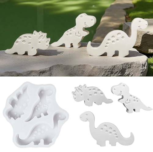 3 stampi in silicone per dinosauri, stampi in silicone 3D, per lavori di bricolage, gesso, artigianato