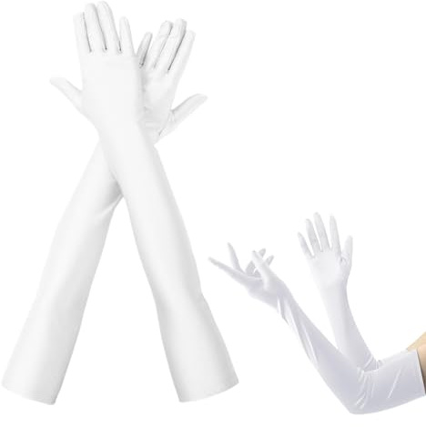Handschuhe Lange Damen,1 Paar Handschuhe Elegant Damen,Satin Classic Abendhandschuhe,Elegant Satinhandschuhe Prinzessin,Satin Abendhandschuh im 1920er für Weihnachten,Halloween Kostüm,Abendessen Shows