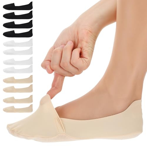 Wanmu 6 Pairs No Show Socks for Women, Invisible Non Slip Nylon Footies Breathable Boat Socks, Thin Hidden Low Cut Liner Sock for Ladies Flats, Loafers (White, Black, Skin)