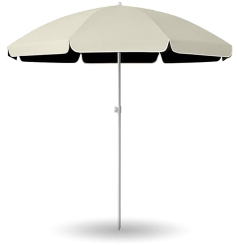 Ombrello da mercato per esterni, 240 cm, con protezione UV, 8 stecche robuste, perfetto per patio, balcone, giardino e prato, versatile ombrello da tavolo in colore naturale