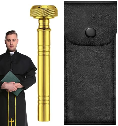 Christian Pocket Holy Water Sprinkler | Stainless Steel Holy Water Dispenser With Leather Case | Pocket Aspergillum Bottle Container For Clergy | Portable Religious Travel Tool For Blessings
