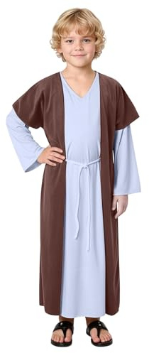XovLAHzY Kids Saint Joseph Costume Nativity Biblical Robe Shepherd Costume Boys Joseph Christmas Cosplay Outfit Accessories Set