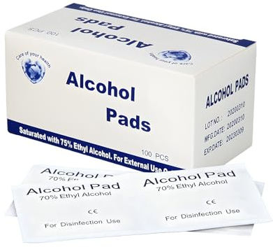 hommova 100 Pcs 70% Alcohol Wipes for Injections, Individually Wrapped Isopropyl Alcohol Wipes Easy-Tear for Skin Surfaces Cleaning First Aid Wound Care