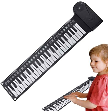 Tastiera Musicale Elettronica - Pianoforte Pieghevole Avvolgibile, Tappetino Portatile A 49 Tasti | Pianoforte Digitale Leggero, Strumento Musicale Portatile Flessibile, Tastiera Educativa Da Viaggio,