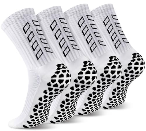 ENONEO Calcetines Futbol Antideslizantes Calcetines Deportivos Espesar Algodón Transpirable Calcetín Antideslizante Futbol Hombre Calcetines de Baloncesto Mujer EU 37-45 (Blanco Puro-2pc)