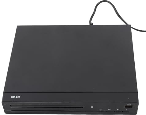 Naroote Lecteur DVD Mise à l'échelle 1080P, Lecteur CD DVD USB Multimédia HD Multiformat Toutes Régions avec Télécommande pour Projecteur TV Home Cinéma (Prise UE)