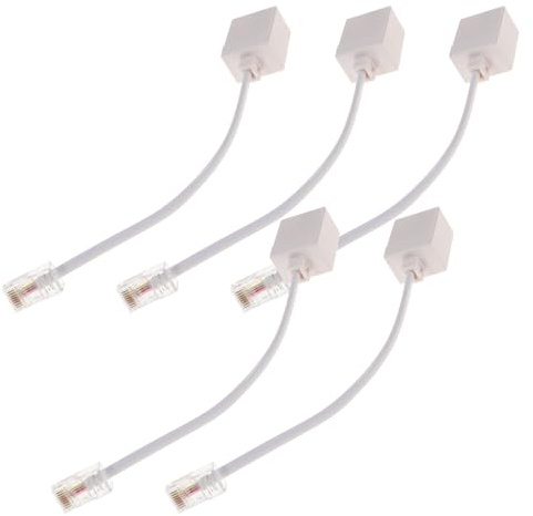 GOOHOCHY 5pcs Adapter Cable Converter for Landline Phones Compact Telephone Jack to Ethernet Cable Extender PC Male to PC Female Connector for Seamless Network and Voice Integration
