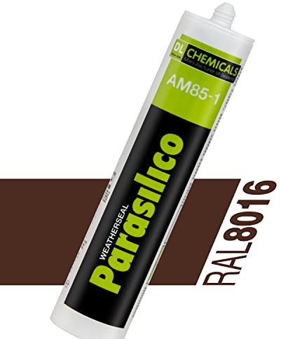 Profi Silikon Parasilico 310ml Kartusche Dichtstoff Sanitär, Küchenbereich, Innen-und Außen Bausilikon, Große Farbauswahl (2x Kartuschen, dunkelbraun/Mahagonibraun RAL 8016)
