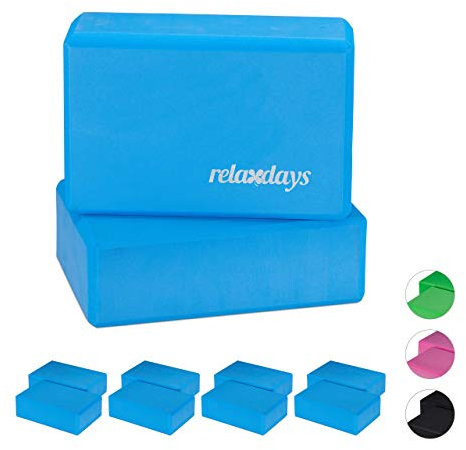 10 x Yogablock, Yoga-Klötze für Yoga-Übungen, Hartschaum, rutschfest, Yoga-Würfel, HxBxT: 8 x 23 x 15 cm, Blau