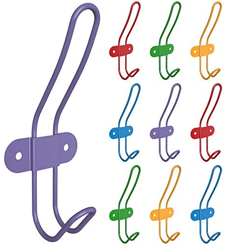 Tibres - Kids Wall Coat Hooks for Girls and Boys for Jackets Hats Backpacks Robes and Towels - Children Colorful Wall Mounted Hanger Hooks for Nursery Bedroom and Bathroom - Set of 10